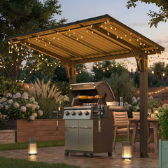 AECOJOY 8' x 5' Lean to Grill Gazebo Hardtop Outdoor Pergola for Patio