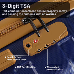 5 Piece Luggage Sets and Travel Duffel Bag, ABS Hardshell Hardside Checked Luggage with TSA Lock and Double Spinner Wheels Suitcase, Deep Blue