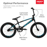 20 - Inch BMX Bikes HX - Pro Bike, Black with Teal, Aluminum Frame