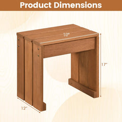 Tangkula Small Wood Outdoor Bench | Patio Backless Bench with Solid Wooden Frame
