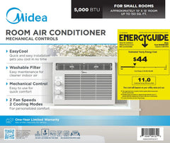 Midea 5, 000 BTU 150 Sq Ft Mechanical Window Air Conditioner, White, MAW05M1WWT, New