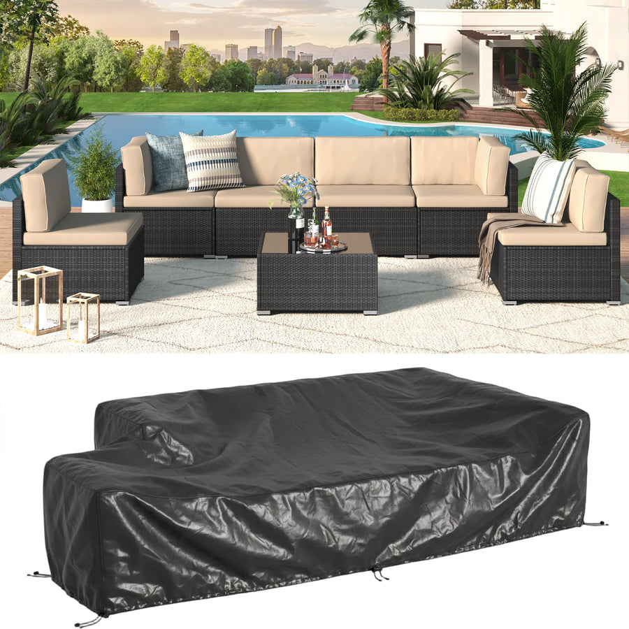AECOJOY 7 Piece Outdoor Patio Furniture Set with Waterproof Cover, Black & Beige