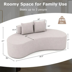 78.5" Upholstered Curved Sofa Couch w/ 2 Cozy Pillows, Low Backrest, Sponge Padded Seat, No Assembly Modern Floor Couch for Living Room Bedroom