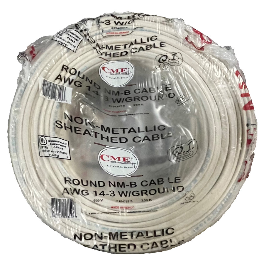 CME Wire & Cable 14/3 + Ground Copper Building Wire, NM - B Cable, 250 - Feet
