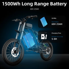 40MPH Electric Bicycle, Dual - Mode Electric Dirt Bike 3000W(Peak)Freego Nova3 Electric Motorcycle Bike for Adults, Mid - Drive Motor, 60V/25ah Battery, 17x3.15 Tire Full Suspension Hydraulic Brake