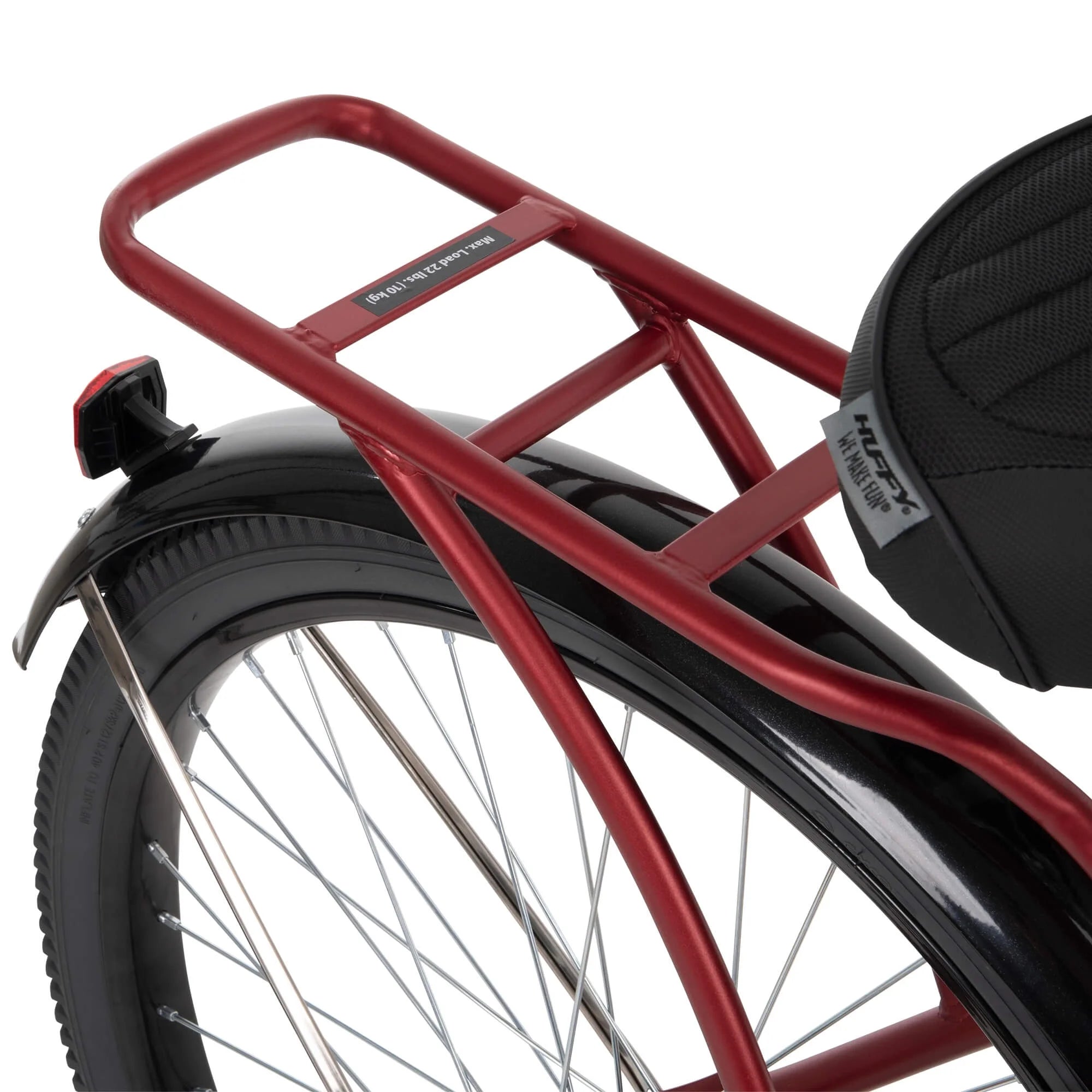 26" Huffy Nel Lusso Beach Cruiser Bike, Basket, Cargo Rack, Red, Ages 12+