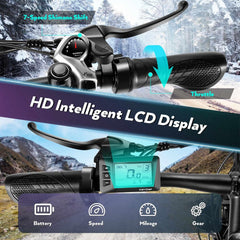 Gocio 26" 4.0 Fat Tire Electric Bike for Adults, 500W Adults E Bike, 48V 13ah Removable Li - Ion Battery, Professional 7 - Speed, Electric Mountain Bicycle Beach Bike Snow Bike Ebike for Men