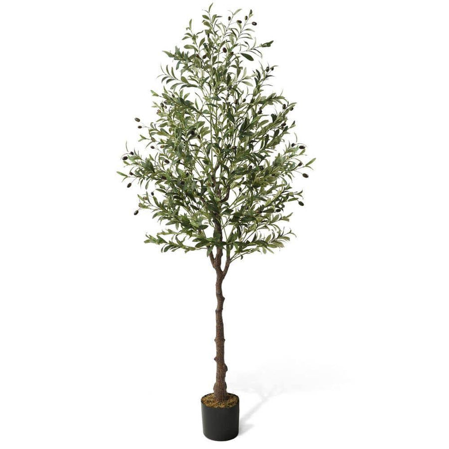 Fencer Wire 6 ft. Green Artificial Olive Tree, Faux Plant in Pot for Indoor Home Office Modern Decoration Housewarming Gift
