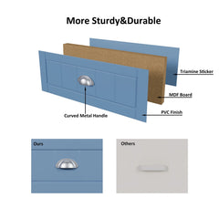 6 Drawer Dresser, Light Blue Elegant Chest of Drawers, Large Cabinet with Storage, Rustic Wood Chest of Drawers for Bedroom, Living Room, Hallway