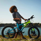 20 - Inch Oxide Boys Mountain Bike for Kids, Lime / Blue