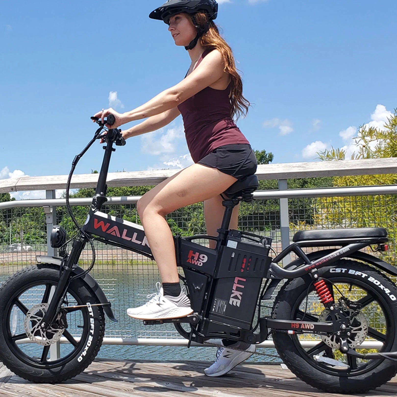 Wallke H9 AWD 3200W Dual Motor Electric Bike for Adult, 82ah 48V Dual Battery Long Range E - Bicycle, 31 - 34MPH Fast Ebike, 20" Fat Tire Offroad Full Suspension Folding, 3mm Aluminum Alloy Frame, UL2849