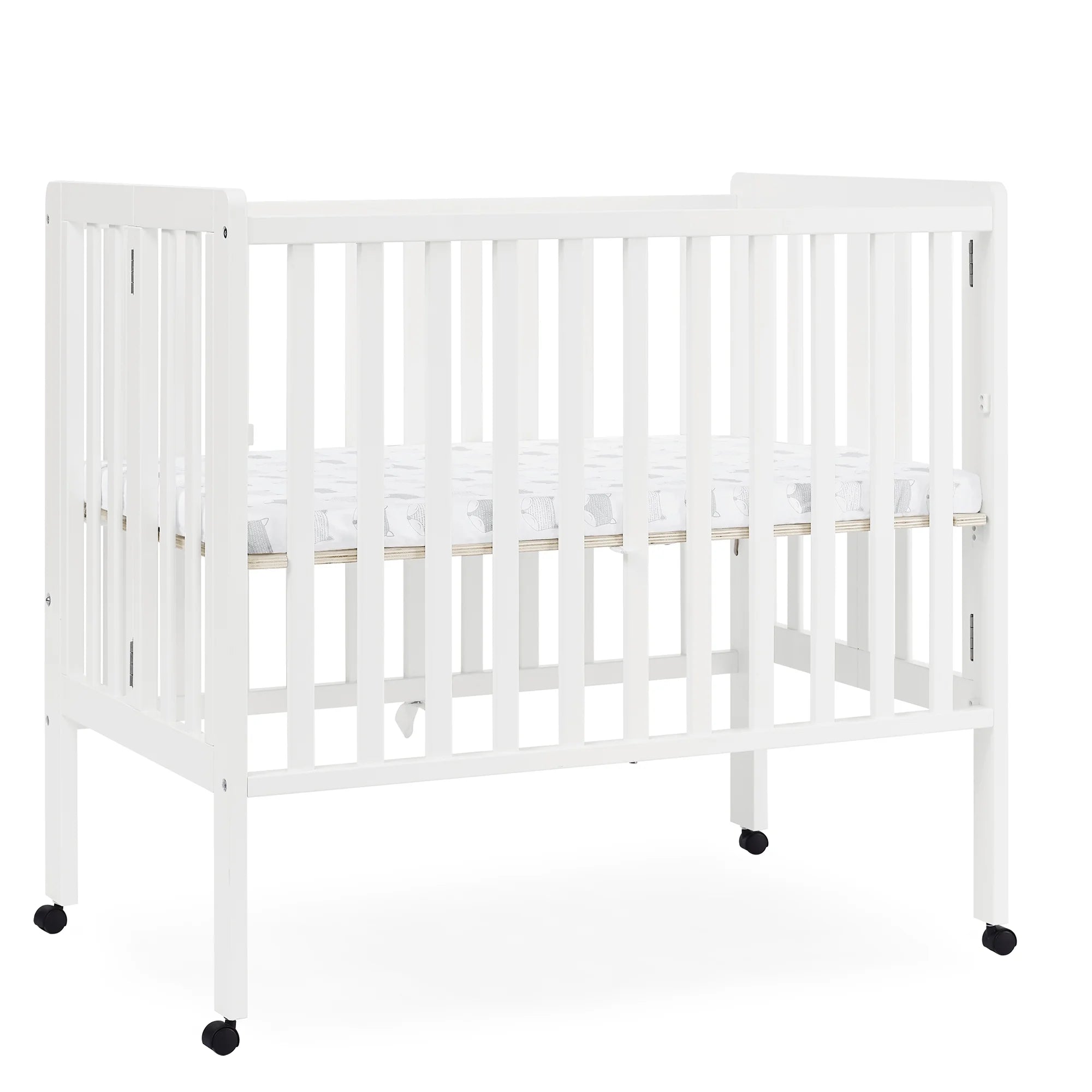 Delta Children Lee Portable Folding Mini Crib with 1.5 - Inch Mattress - Greenguard Gold Certified, Bianca White