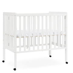 Delta Children Lee Portable Folding Mini Crib with 1.5 - Inch Mattress - Greenguard Gold Certified, Bianca White