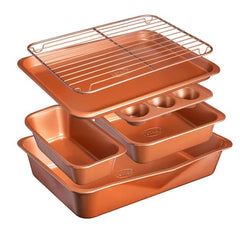 StackMaster 21- Piece Aluminum Cast Textured Ceramic Nonstick Cookware and Bakeware Set with Utensils