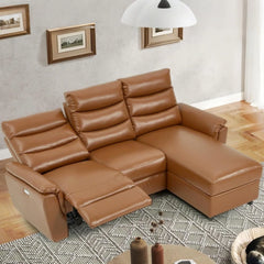 AECOJOY Power Reclining Sectional Sofa, PU Leather Sleep Sofa Bed with Storage Chaise