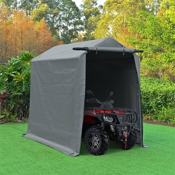 Gardesol Storage Shelter, 6x8 ft Outdoor Portable Shed Carport with Roll-Up Zipper Door for Bike, ATV, Motorcycle Shelter, Gray, Size: 6' x 8'