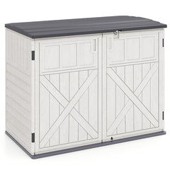 Tangkula Large Outdoor Storage Cabinet 20 Cu.Ft Horizontal Resin Storage Shed