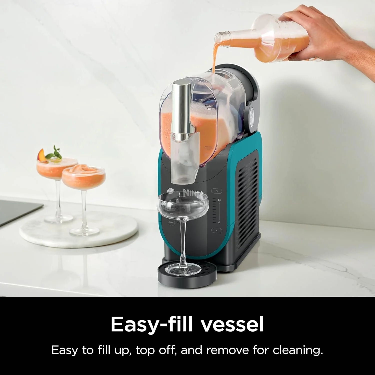 SLUSHi with RapidChill Technology. 88 oz. Frozen Drink & Slushie Machine. 5 Preset Programs. Margaritas. Frappés. and More. Premium Accents. Black. FS301