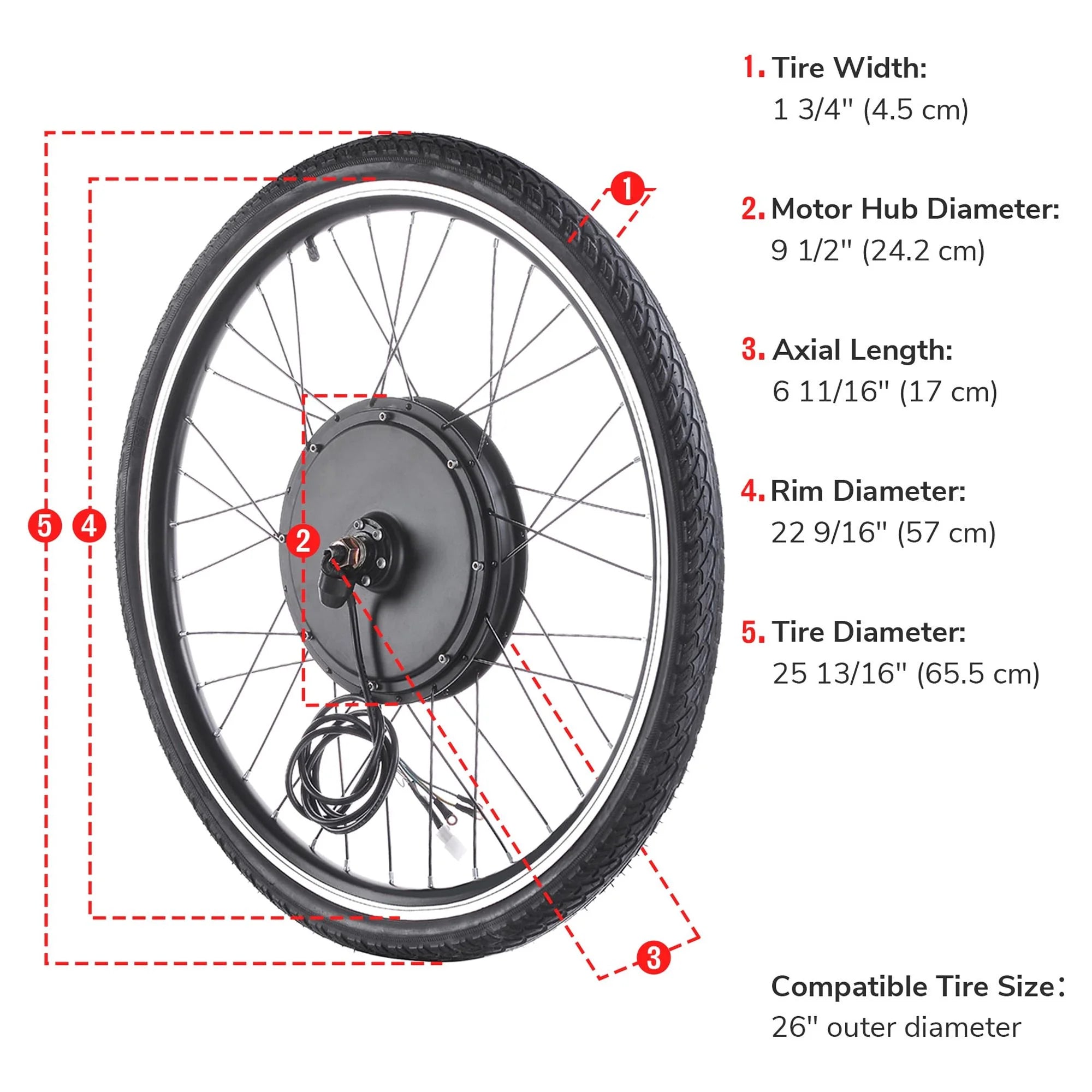 Yescom Electric Bike Conversion Kit 48V 1000W 26" Front Wheel E - Bike Conversion Kit Dual Mode Controller