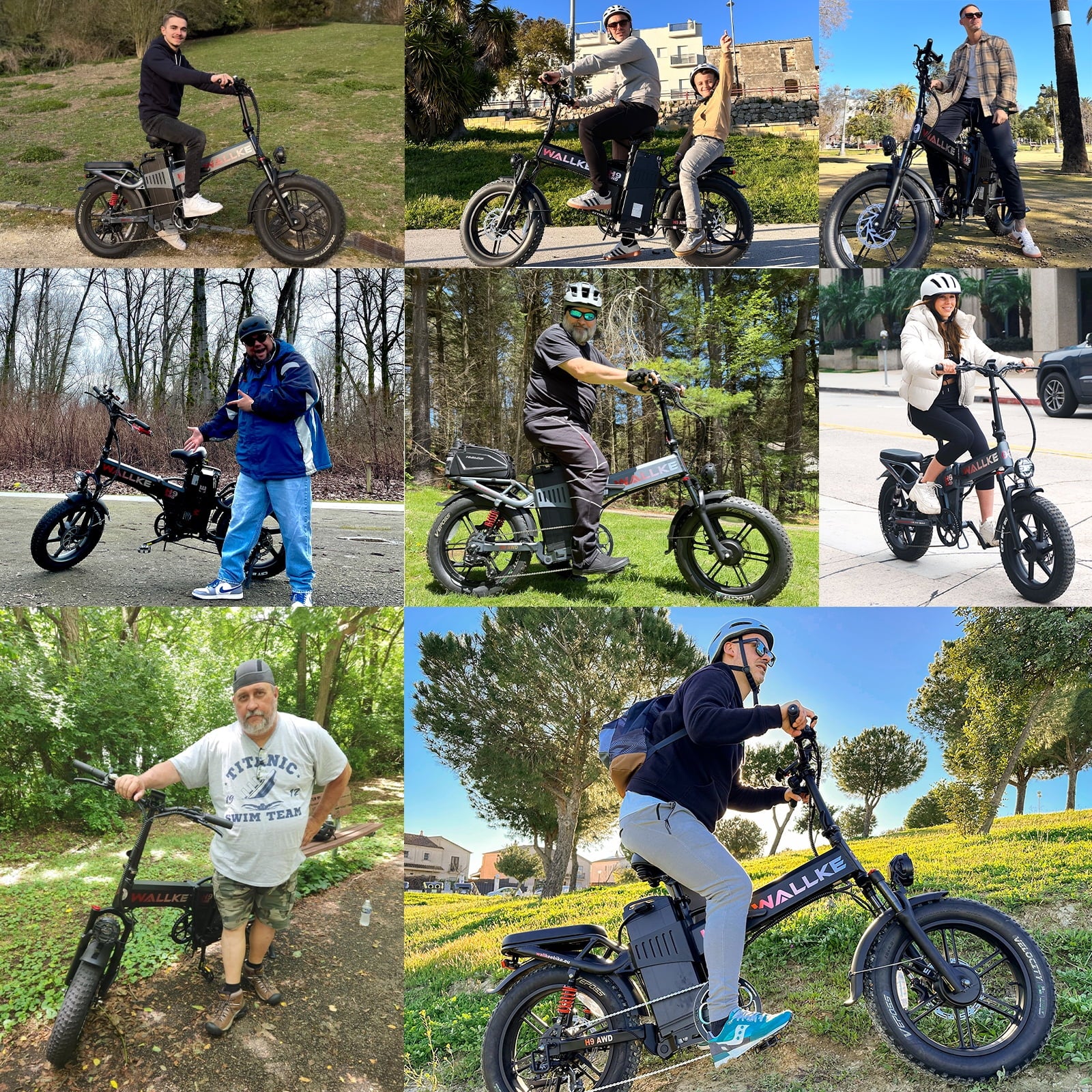 Wallke H9 AWD 3200W Dual Motor Electric Bike for Adult, 82ah 48V Dual Battery Long Range E - Bicycle, 31 - 34MPH Fast Ebike, 20" Fat Tire Offroad Full Suspension Folding, 3mm Aluminum Alloy Frame, UL2849