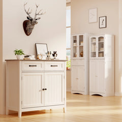 Coffee Bar, Lofka 42" Kitchen Storage Cabinet, Sideboard Buffet Cabinet with 8 Shelves, 1 Drawer