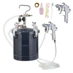 SKYSHALO Spray Paint Pressure Pot Tank, 10 L/2.5gal Air Paint Pressure Pot, 1.5mm+4mm Two Nozzles Two Spray Paint Guns for Industry Home Decor Architecture Construction Automotive Painting, 60PSI Max