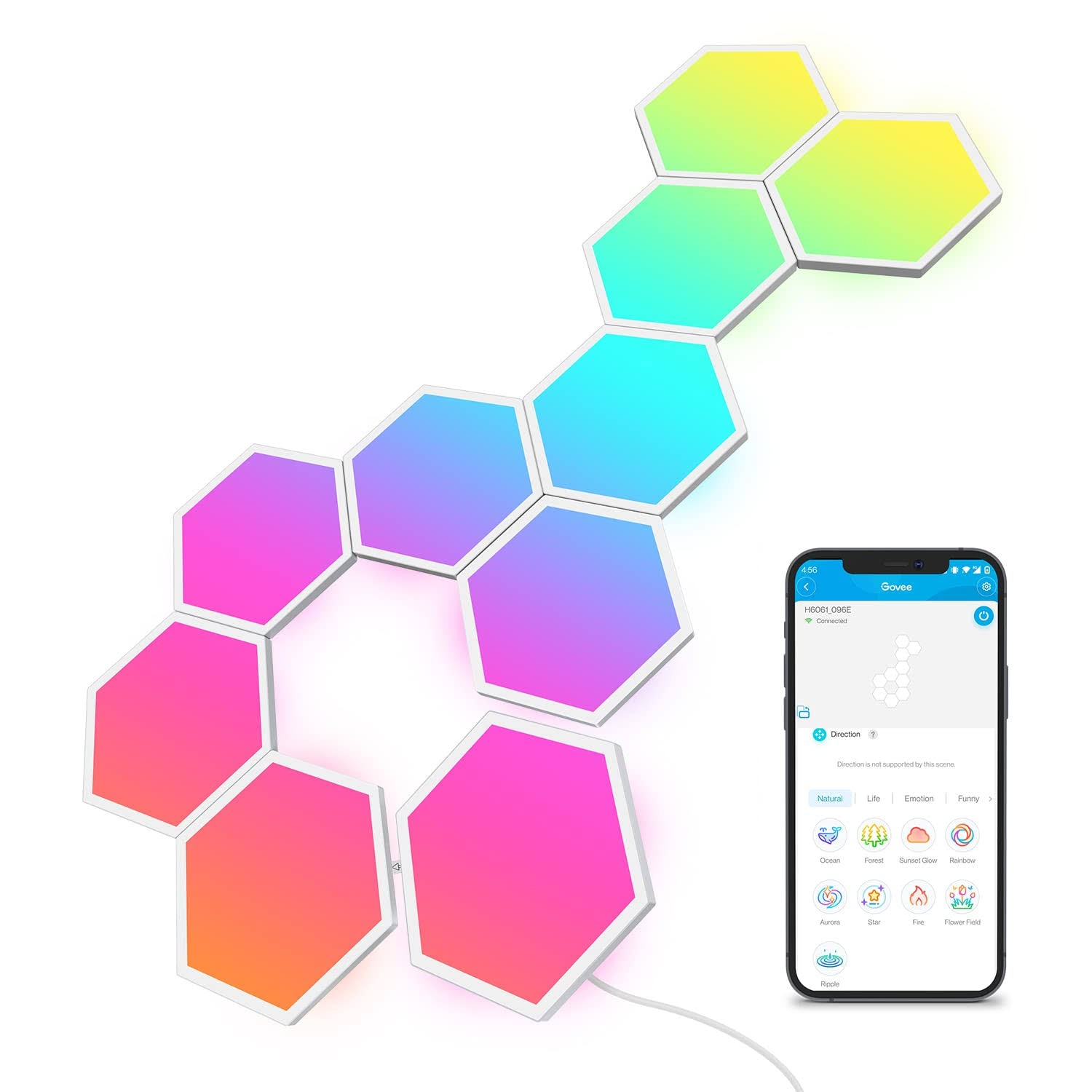 Govee Glide Hexa Light Panels, RGBIC Hexagon LED Lights, Wi-Fi Smart Home Decor Creative Wall Lights with Music Sync, Works with Alexa Google