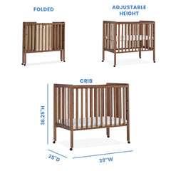 Delta Children Lee Portable Folding Mini Crib with 1.5 - Inch Mattress - Greenguard Gold Certified, Bianca White