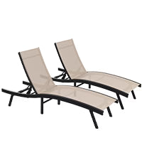 AECOJOY Outdoor Chaise Lounge, All Weather Pool Lounge Chairs Ergonomic Design (Beige, 2 PCs)