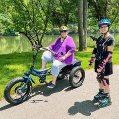 Addmotor M - 360II Semi - Recumbent Electric Trike, 85MI, Fat Tire 3 Wheel Electric Bike for Adults, 750W 48V 20ah Electric Tricycle for Seniors, 20" Electric Trike with Speed Differential, Green