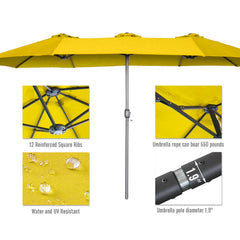 AECOJOY 15x9ft Double-Sided Patio Umbrella, Yellow