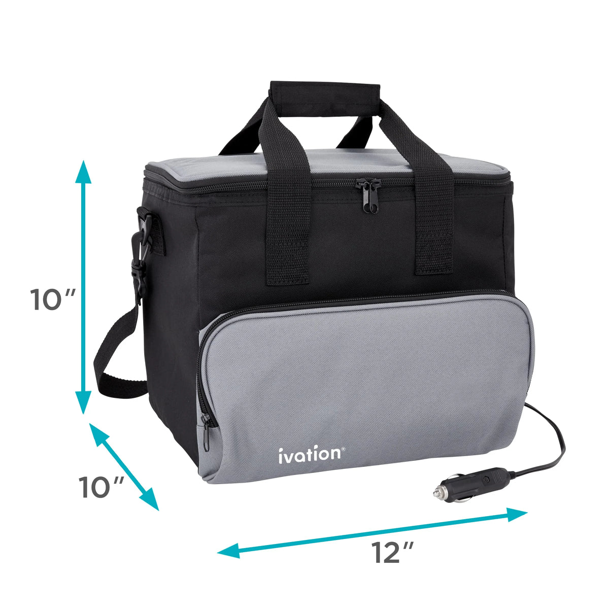 Ivation Portable Electric Cooler Bag | 15 L Soft Sided Thermoelectric Travel Cooler with Shoulder Strap, Storage Pocket & DC 12V Plug in for Car, Truck & RV Camping