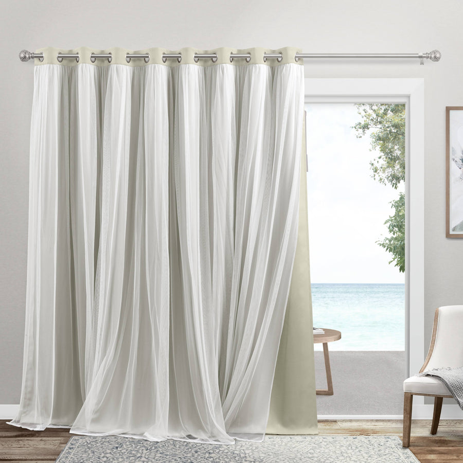 Exclusive Home Catarina Layered Room Darkening Blackout and Sheer Grommet Top Patio Curtain Panel, 100"x84", Sand
