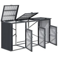 AECOJOY 73 Cu.Ft Outdoor Trash Can Storage Shed for 3 Garbage Cans