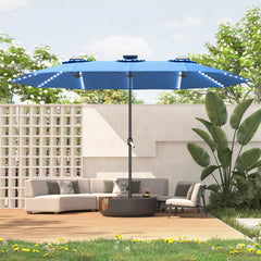 AECOJOY 15ft Patio Double-Sided Umbrella, 156 PCS Solar LED Light Outdoor Large Umbrella, Dark Blue