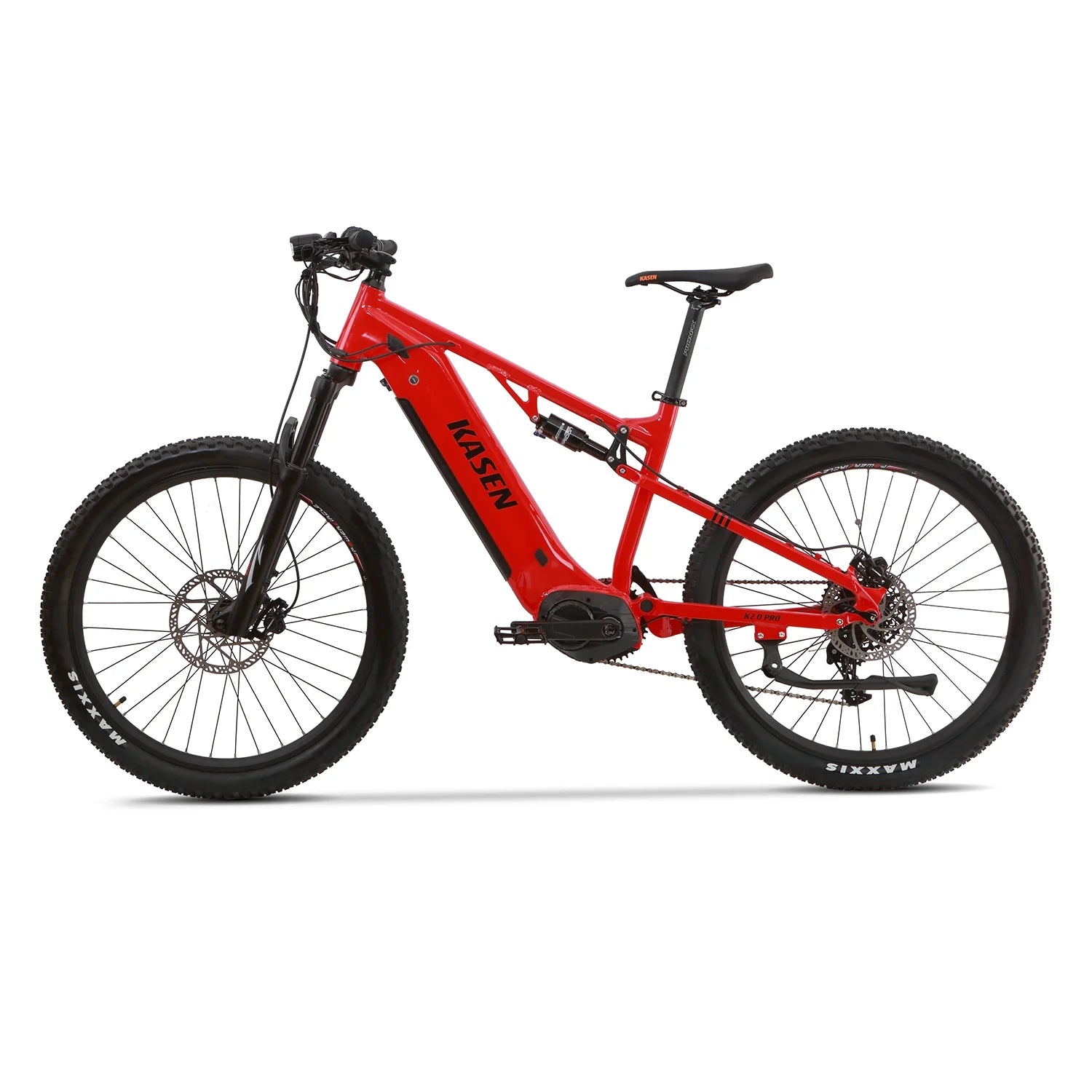 Kasen Electric Mountain Bike Mid - Driven 500w 48v 15ah Full Suspension Throttle and Pedal Assist
