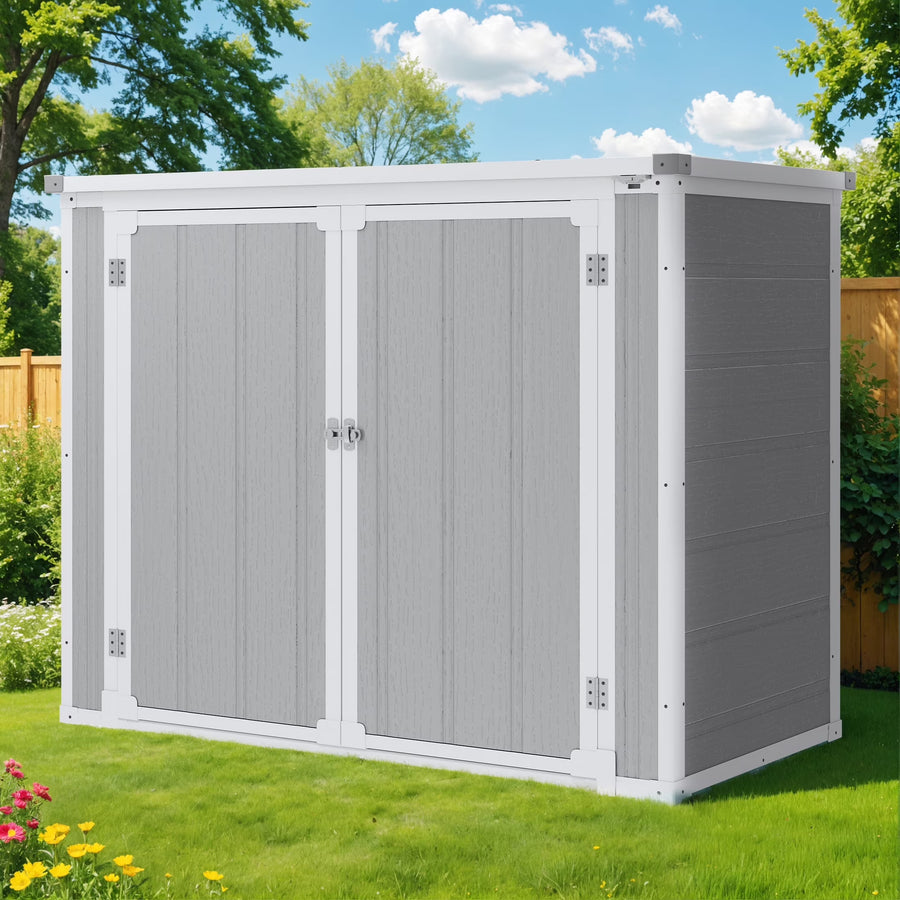 41 Cu.ft Outdoor Shed, Horizontal All - Weather Resin Storage Shed, Resistant Tool Shed for Storage of Bike/Trash Cans/Garden Tools/Lawn Mowers, 55.9"l x 29.52"w x 43.3"h Gray