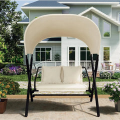 AECOJOY Outdoor Porch Swings for Adults 600LBS 2 Seat Patio Swings with Canopy