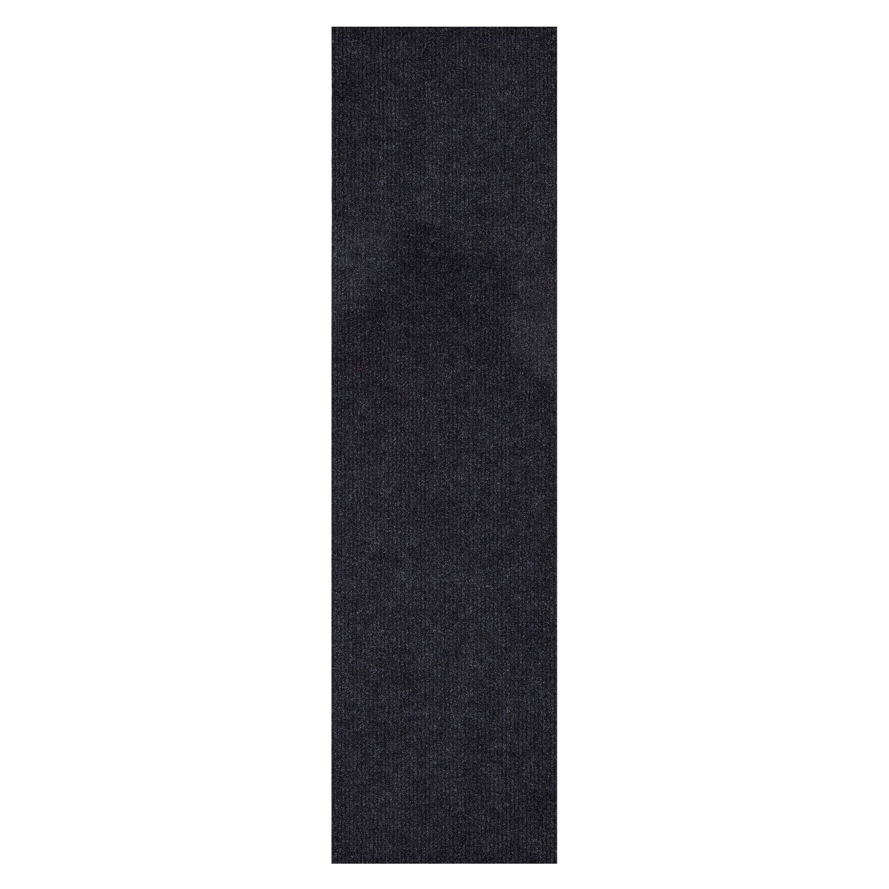 Ottomanson Lifesaver Collection Black 2 ft. 7 in x 9 ft. 10 in. Utility Ribbed Indoor/Outdoor Runner Rug