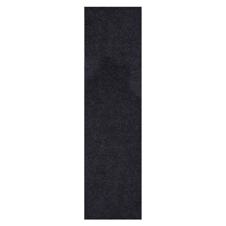Ottomanson Lifesaver Collection Black 2 ft. 7 in x 9 ft. 10 in. Utility Ribbed Indoor/Outdoor Runner Rug