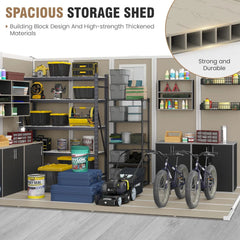 ELPOSUN Outdoor Storage Shed 6x4.5 Ft, Resin Outside Sheds & Outdoor Storage Plastic for Trash Can, Bike, Lawnmower, Generator, Tool Shed with Lockable Door for Backyard, Lawn, Patio, Grey & White