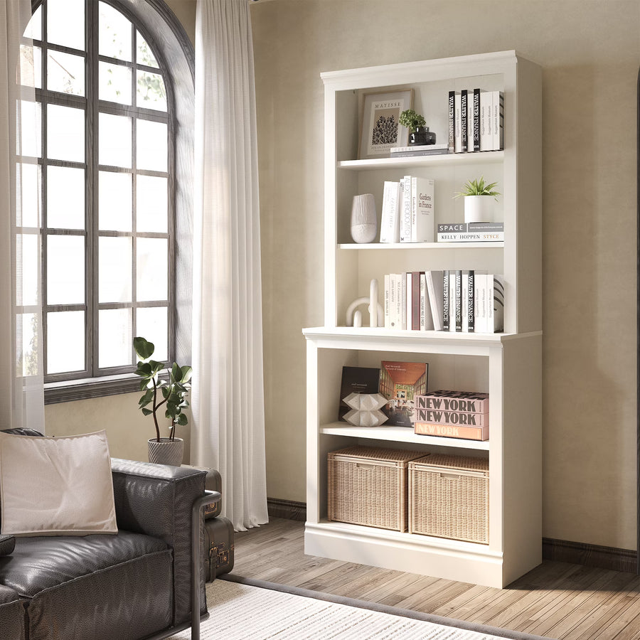Bevfint 72" Tall Bookcase, White Large Floor Standing Bookshelf, 5 Tier Shelves Open Storage Organizer, Book Case for Living Room Hallway Kitchen Home Office Bedroom, White - 5 Tier