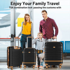 5 Piece Luggage Sets and Travel Duffel Bag, ABS Hardshell Hardside Checked Luggage with TSA Lock and Double Spinner Wheels Suitcase, Deep Blue