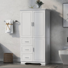 Bathroom Cabinet, 62.2" Tall Storage Cabinet with Doors and Shelves, Freestanding Linen Closet for Bathroom, Kitchen, Living Room, Grey