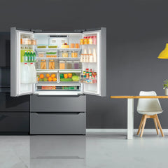 Cosmo 4 Piece Kitchen Appliance Package 30" Electric Cooktop 24" Single Electric Wall Oven 24" Built - in Microwave Drawer & French Door Refrigerator Kitchen Appliance Bundles