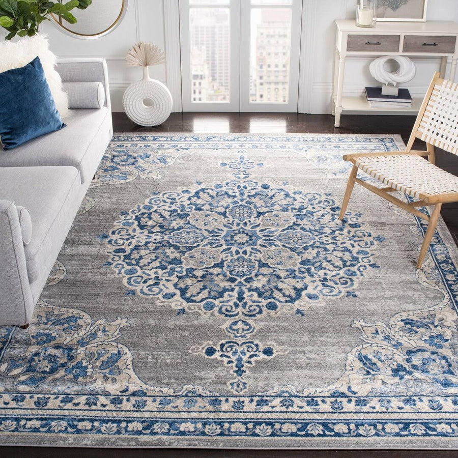 Evart Light Gray/Blue Rug Langley Street Rug Size: Rectangle 2' x 4'