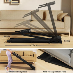 300 lb Portable Folding Treadmill, 3.0 HP Foldable Compact Treadmill for Home Office, Walking Running Treadmill with LED Display for Exercise