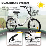 20 in Kids Bike for Boys Girls, 1 Speed Children Bicycle with Basket, Rear Seat, Chain Guard, Coaster Brake and V - Brake, Steel Frame Kids Bike for Ages 6 - 12 Years Old Birthday Gift, Purple