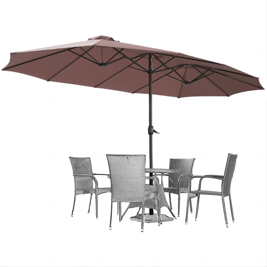 AECOJOY 15x9ft Double-Sided Patio Umbrella, Brown