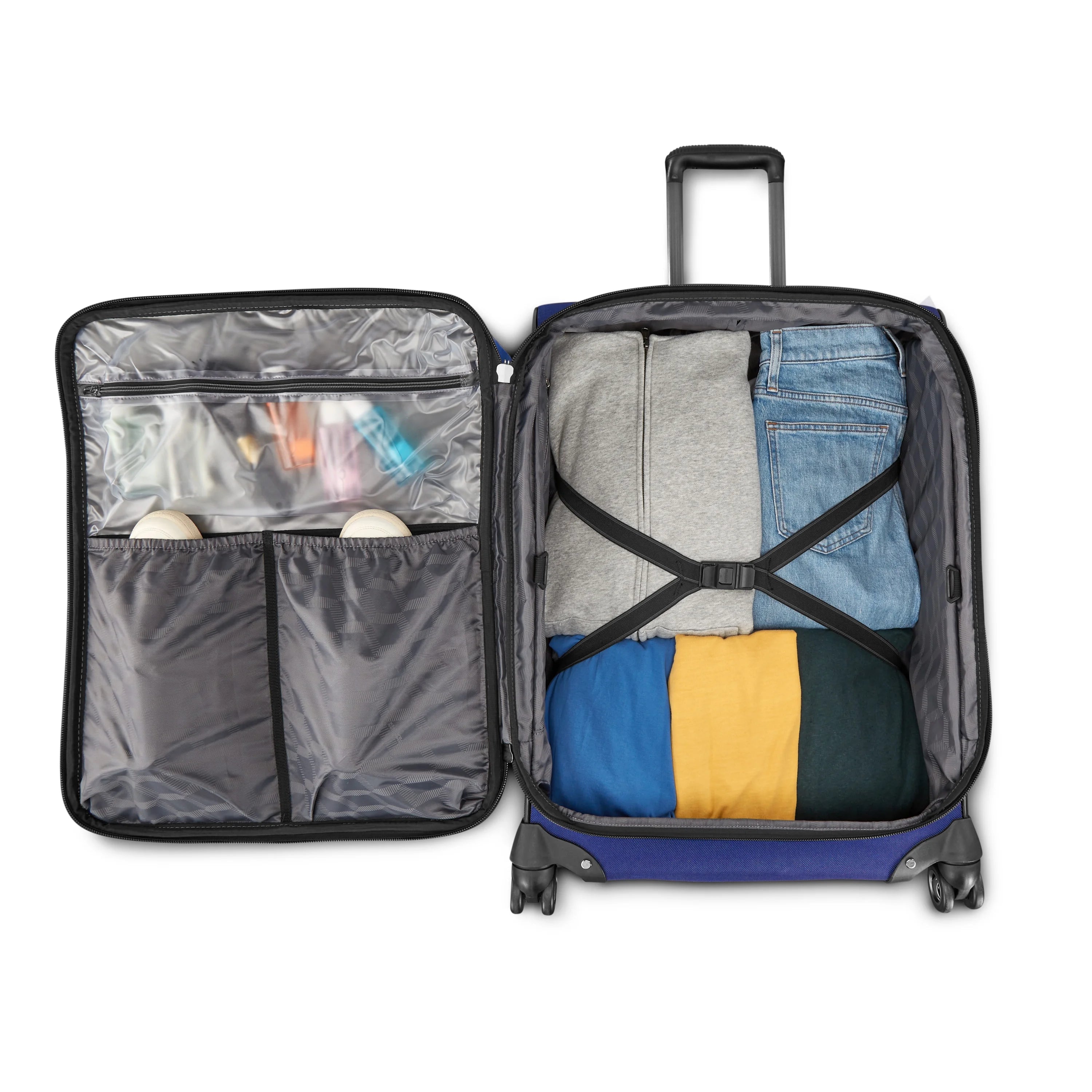 American Tourister Cargo Max 25" Softside Medium Checked Spinner Luggage Single Piece - Sapphire Blue